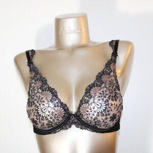 Aubade Paris Sample Art of Ink Black Floral Bra 34B